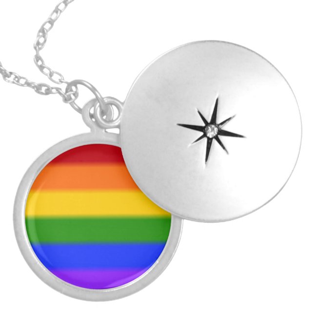 Falln Gay Pride Flag Locket Necklace (Front)