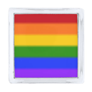 Falln Gay Pride Flag Silver Finish Lapel Pin