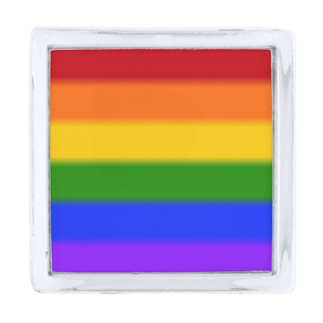 Falln Gay Pride Flag Silver Finish Lapel Pin (Front)