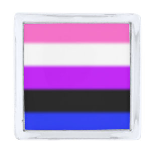 Falln Genderfluid Pride Flag Silver Finish Lapel Pin
