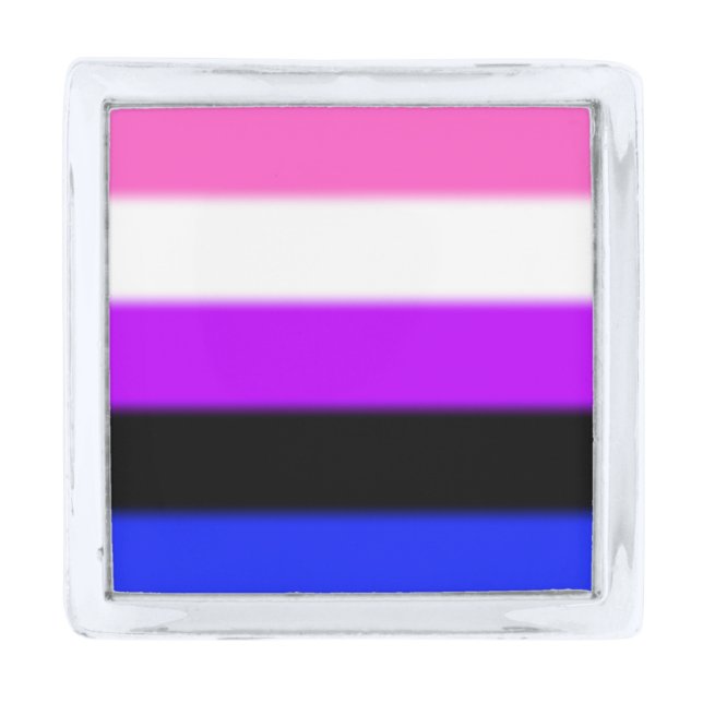 Falln Genderfluid Pride Flag Silver Finish Lapel Pin (Front)