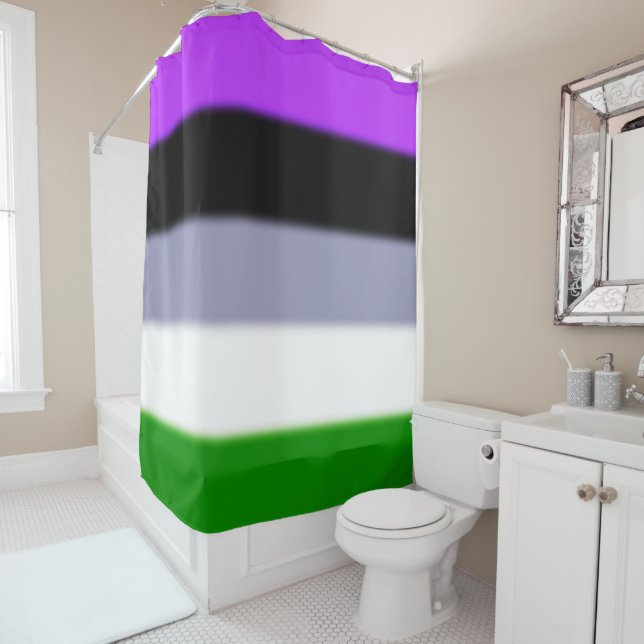 Falln Genderqueer Pride Flag Shower Curtain (In Situ)