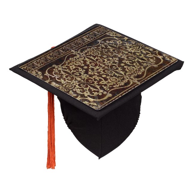 Falln Gilded Leather Tome Book Graduation Cap Topper (Angled)