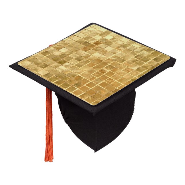 Falln Golden Checkerboard Graduation Cap Topper (Angled)