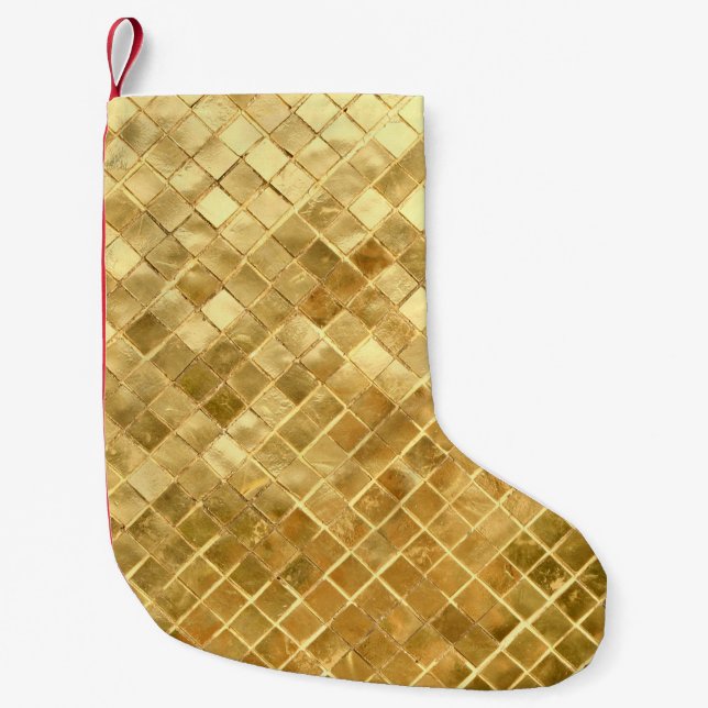 Falln Golden Checkerboard Small Christmas Stocking (Front)