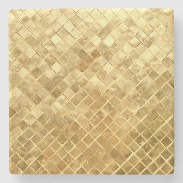 Falln Golden Checkerboard Stone Coaster (Front)