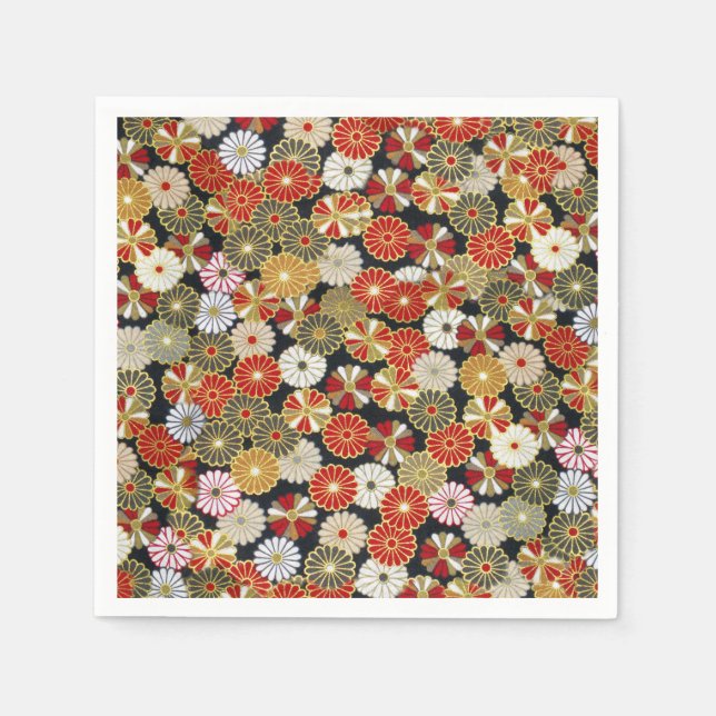 Falln Golden Chrysanthemums Paper Napkins (Front)