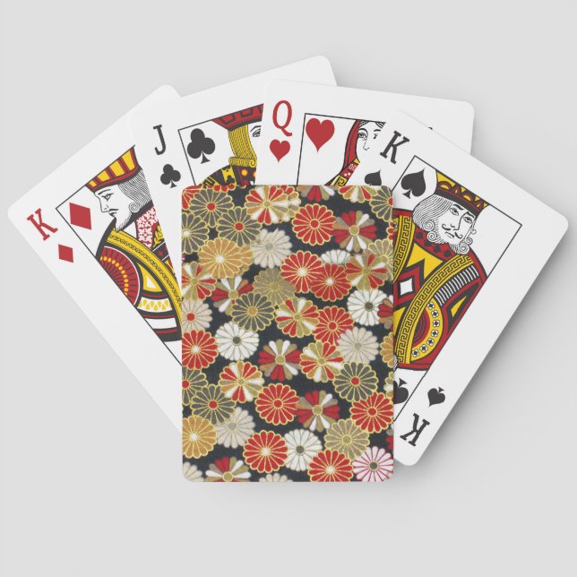 Falln Golden Chrysanthemums Poker Cards (Back)