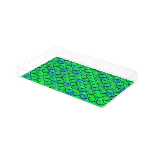 Falln Green Blue Scales Acrylic Tray (Angled)