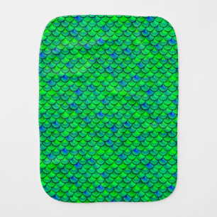 Falln Green Blue Scales Baby Burp Cloth