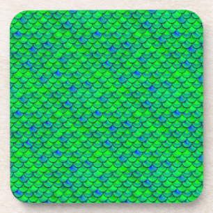 Falln Green Blue Scales Drink Coaster