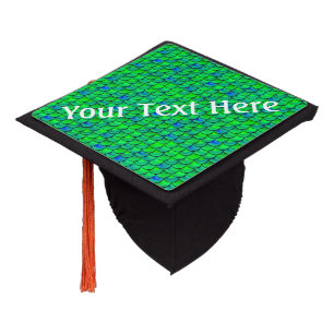 Falln Green Blue Scales Graduation Cap Topper