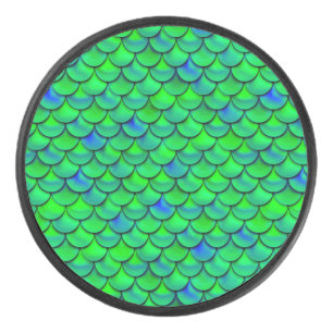 Falln Green Blue Scales Hockey Puck