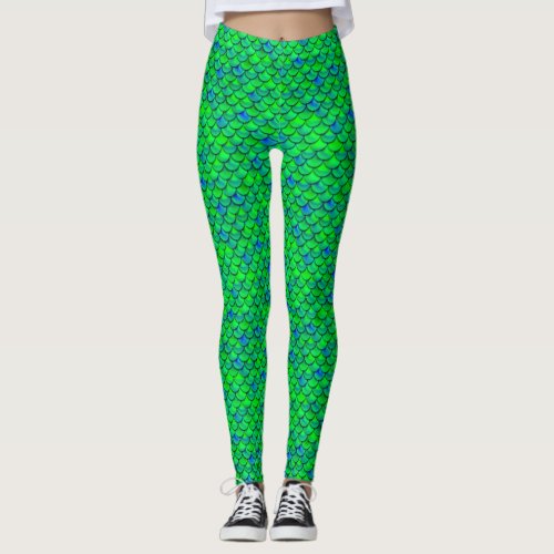 Falln Green Blue Scales Leggings