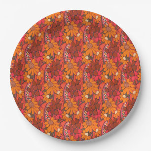 Falln Groovy Flowers Paper Plates