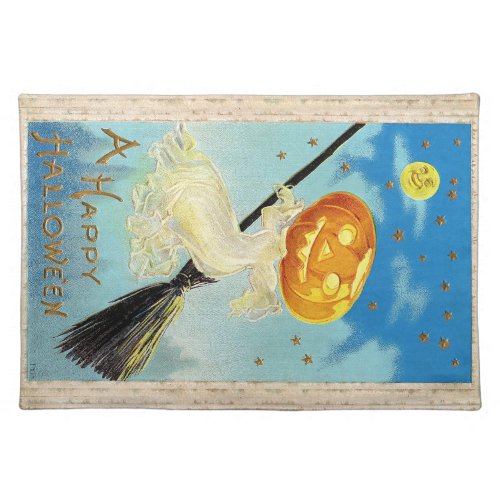 Falln Happy Halloween Pumpkin Witch Cloth Placemat