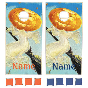 Falln Happy Halloween Pumpkin Witch Cornhole Set