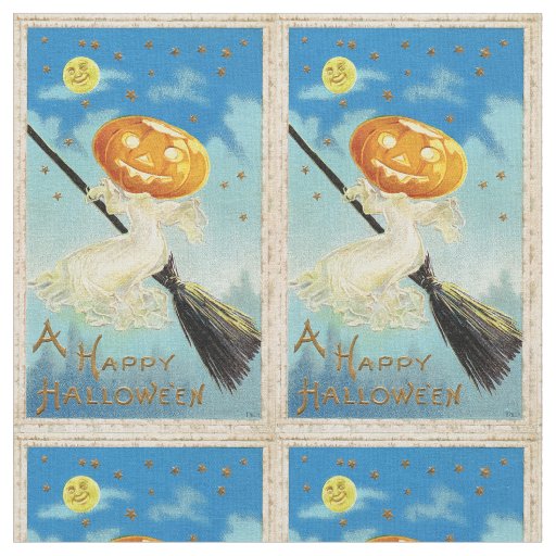 Falln Happy Halloween Pumpkin Witch Fabric