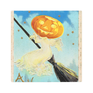 Falln Happy Halloween Pumpkin Witch Metal Print