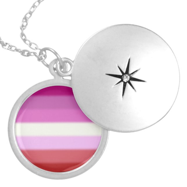 Falln Lesbian Pride Flag Locket Necklace (Front)