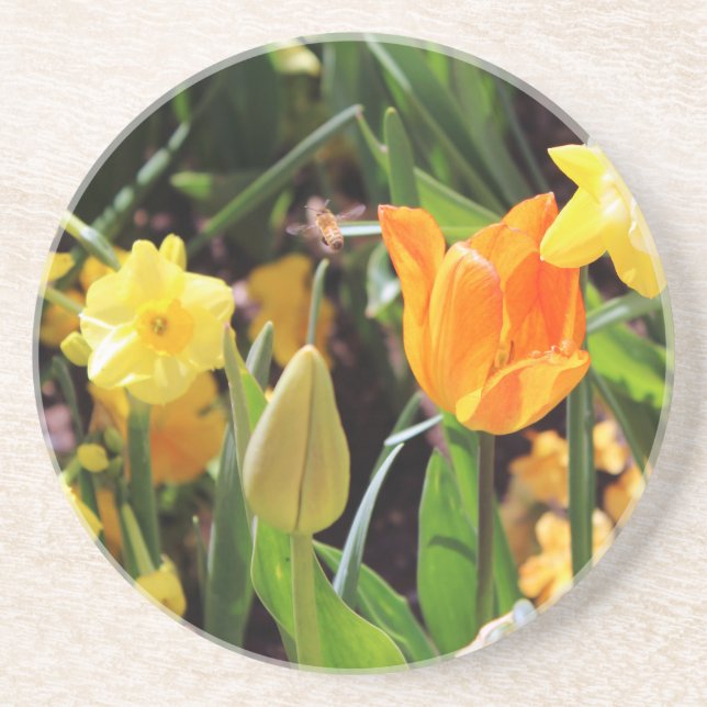Falln Little Bee in Flight Drink Coaster (Front)