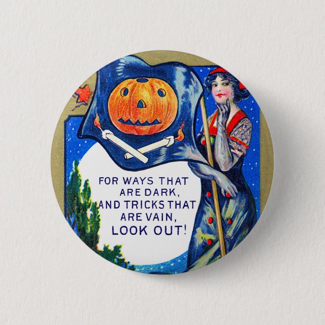 Falln Look Out Halloween Time Button (Front)