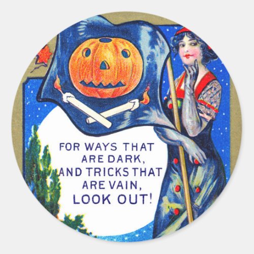 Falln Look Out Halloween Time Classic Round Sticker