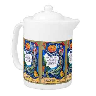 Falln Look Out Halloween Time Teapot