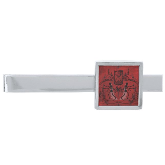 Falln Memento Mori Silver Finish Tie Clip (Front)