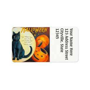 Falln Merry Halloween Cat Label