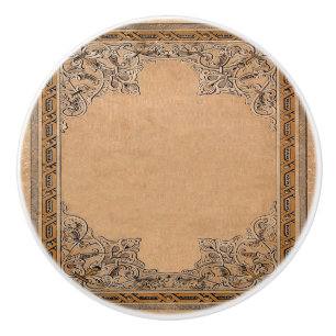 Falln Old Knotwork Sepia Paper Ceramic Knob