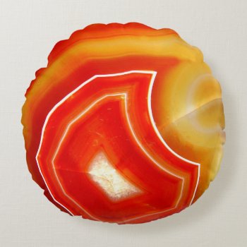 Falln Orange Agate Round Pillow by FallnAngelCreations at Zazzle
