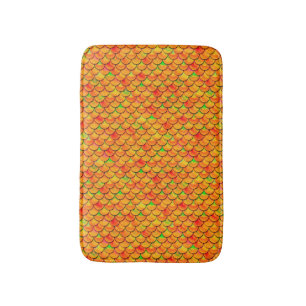 Falln Orange and Green Scales Bathroom Mat