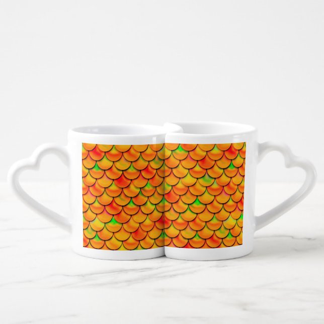 Falln Orange and Green Scales Coffee Mug Set (Front Nesting)
