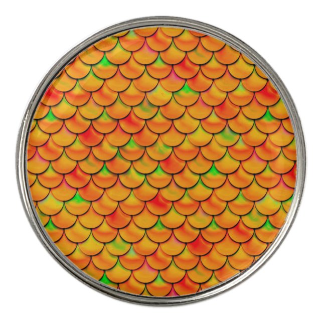 Falln Orange and Green Scales Golf Ball Marker (Front)