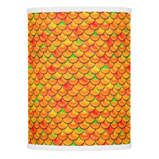 Falln Orange and Green Scales Lamp Shade (Front)