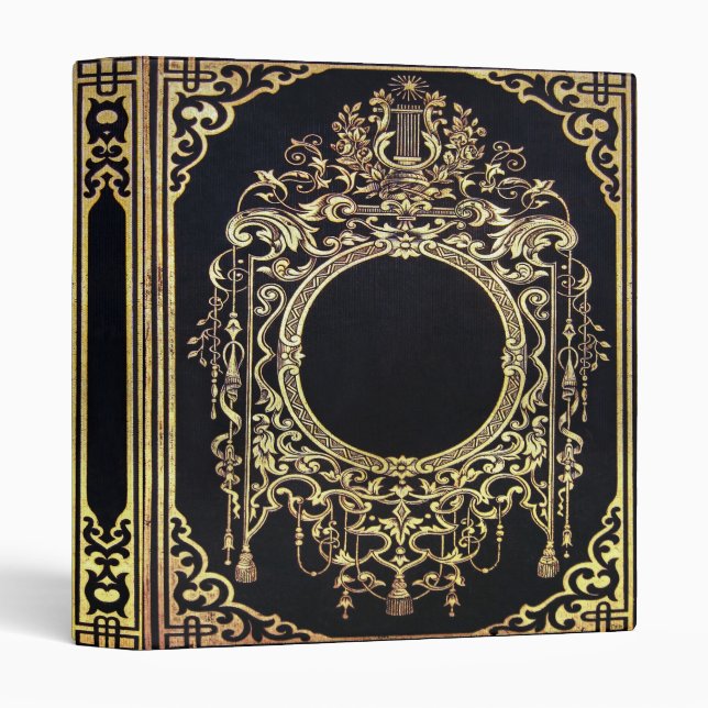 Falln Ornate Gold Frame (Perfect for a Monogram!) 3 Ring Binder (Front/Spine)