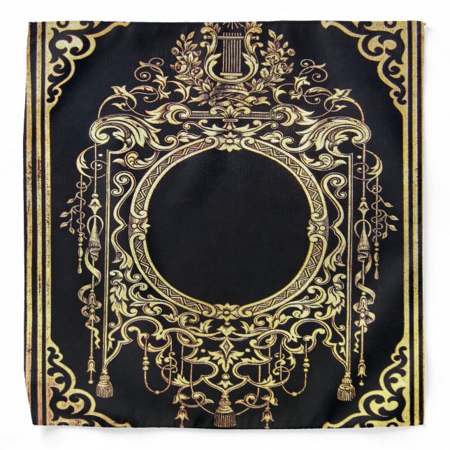 Falln Ornate Gold Frame (Perfect for a Monogram!) Bandana (Front)