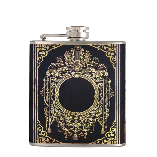Falln Ornate Gold Frame (Perfect for a Monogram!) Flask (Front)