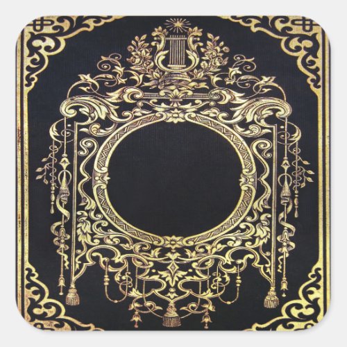 Falln Ornate Gold Frame Perfect for a Monogram Square Sticker
