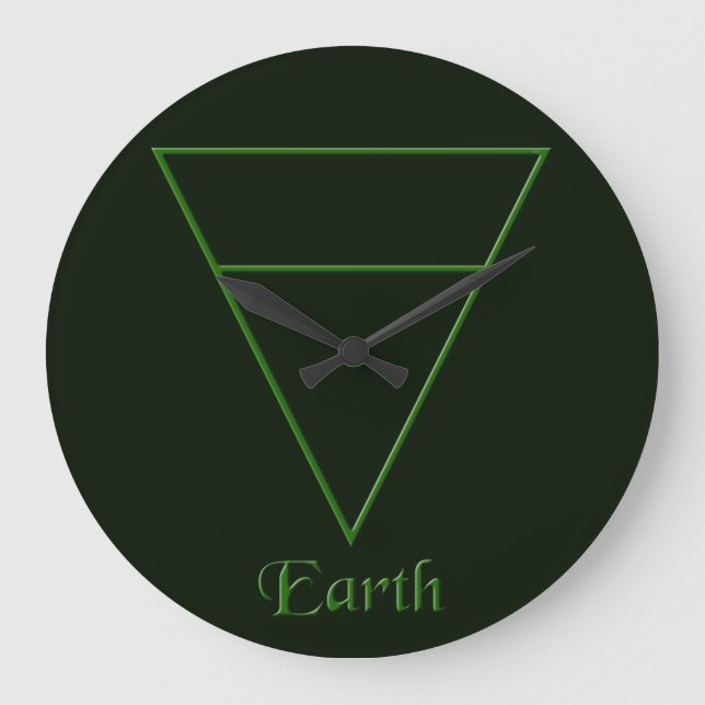 Falln Pagan Earth Element Symbol Large Clock (Front)