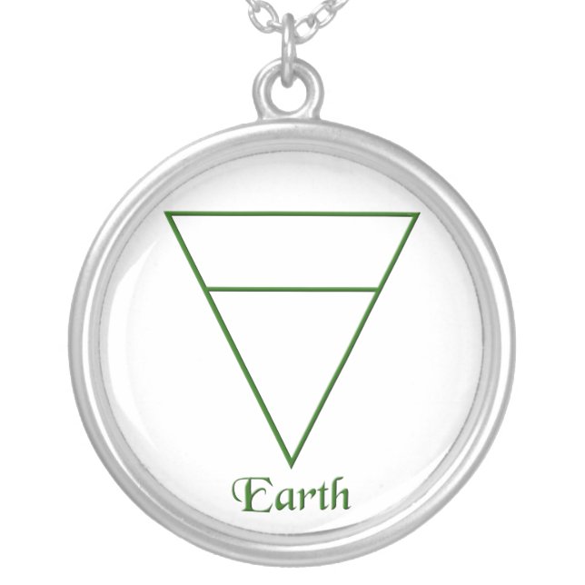 Falln Pagan Earth Element Symbol Silver Plated Necklace (Front)