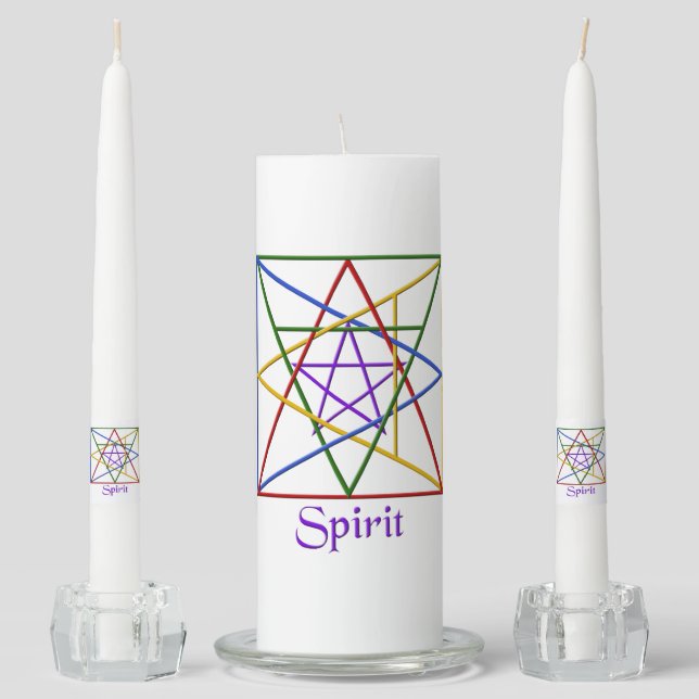 Falln Pagan Spirit Element Symbol Unity Candle Set (Front)