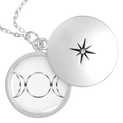Falln Pagan Triple Goddess Symbol Silver Plated Necklace