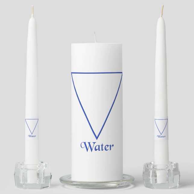 Falln Pagan Water Element Symbol Unity Candle Set (Front)