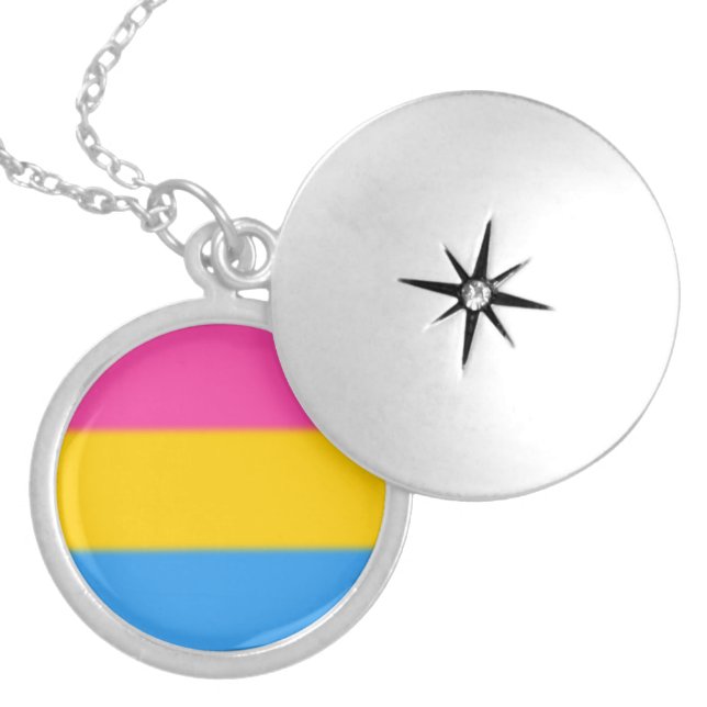 Falln Pansexual Pride Flag Silver Plated Necklace (Front)