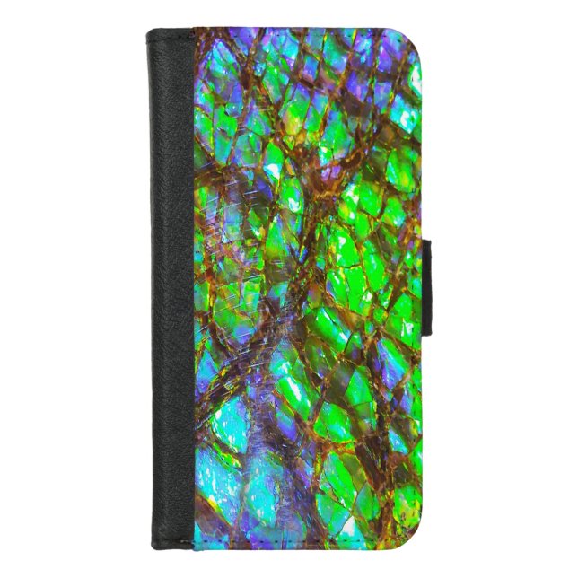 Falln Peacock Ammolite iPhone Wallet Case (Front)