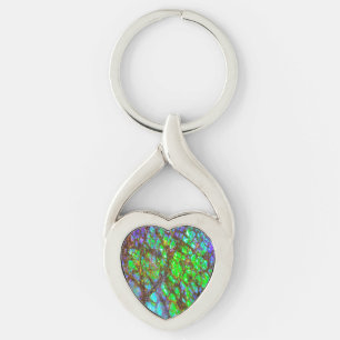 Falln Peacock Ammolite Keychain