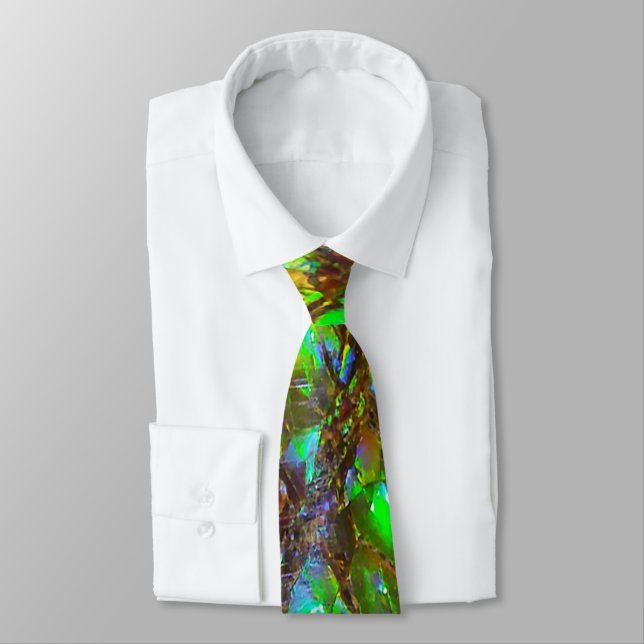 Falln Peacock Ammolite Neck Tie (Tied)