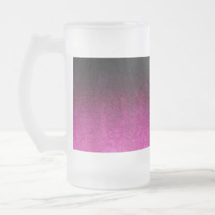 Falln Pink & Black Glitter Gradient Frosted Glass Beer Mug
